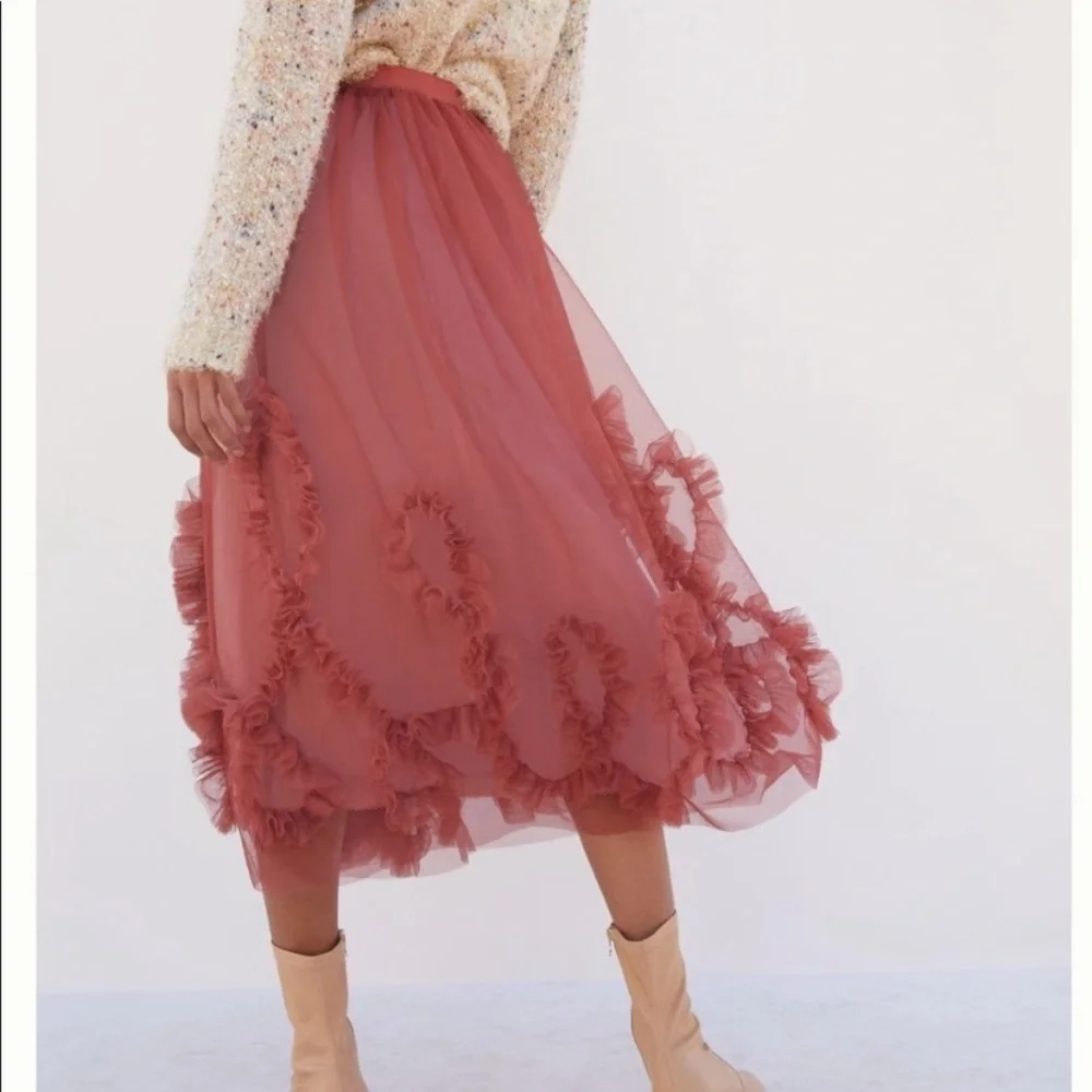 - Anthropologie Felicity Tulle Midi Skirt size small   new without tags - Picture 3 of 10